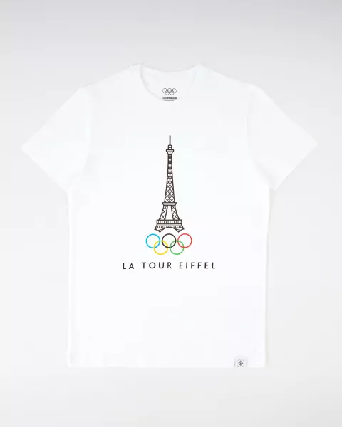 T-shirt blanc adulte tour Eiffel - Collection Olympique