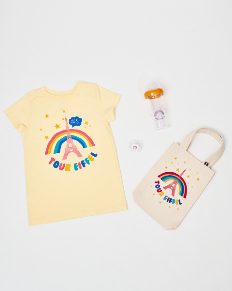 Camiseta infantil Arco íris con la Torre Eiffel
