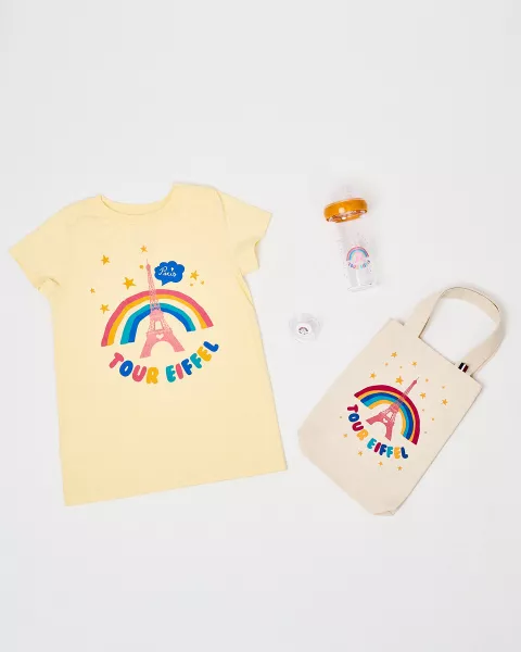 Tote Bag infantil Mini Arco íris con la Torre Eiffel