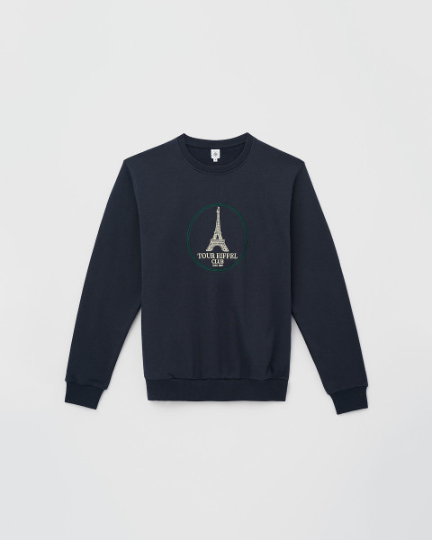 Pull Coton Bleu et Vert - Boutique Officielle tour Eiffel