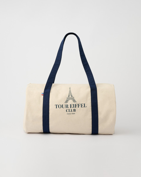 Ecru and Blue Cotton Bowling Bag – Eiffel Tower Shop