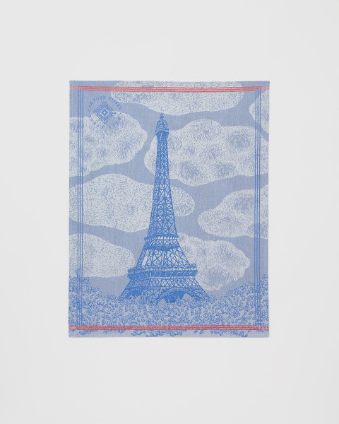 Essuie-mains 50x70cm Jour Coton Bleu et Blanc - tour Eiffel