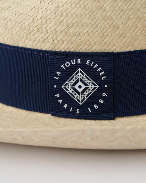 Chapeau Paille Beige et Bleu - Boutique tour Eiffel