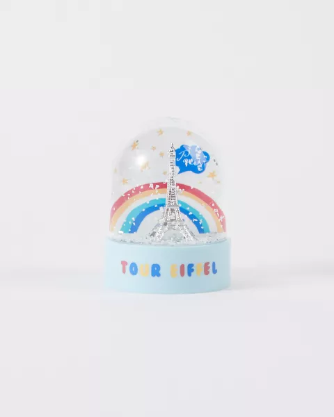 Mini Boule à Neige Bleu Ciel avec tour Eiffel et Arc en Ciel